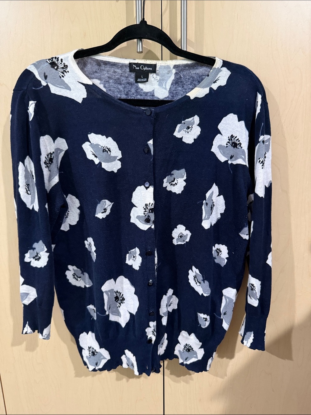 Navy Floral Button-Front Cardigan